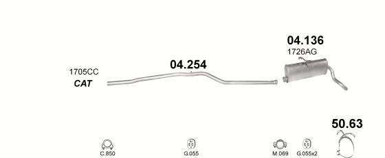 Auspuffanlage für PEUGEOT PARTNER 1.9 D (1.9 Diesel)