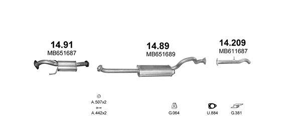 Auspuffanlage für MITSUBISHI PAJERO 2.5 D (2.5 TD 4x4 5D LWB 2695mm)