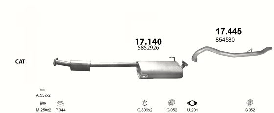 Auspuffanlage für OPEL FRONTERA A 2.2 (2.2i 16V 4x4 LWB 2760mm 4D)