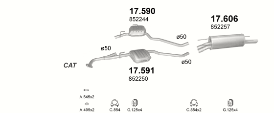 Auspuffanlage für OPEL OMEGA B 2.2 (2.2i 16V)
