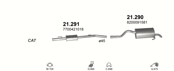 Auspuffanlage für RENAULT CLIO II 1.4 (1.4i 16V)