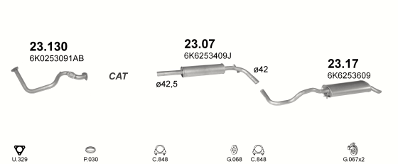 Auspuffanlage für SEAT IBIZA 1.4 (1.4i)