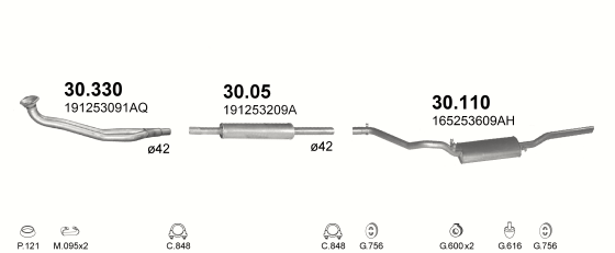 Auspuffanlage für VOLKSWAGEN JETTA II 1.6