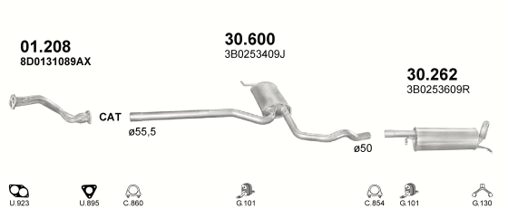 Auspuffanlage für VOLKSWAGEN PASSAT 1.8 (1.8i 20V ARG APT ADR)