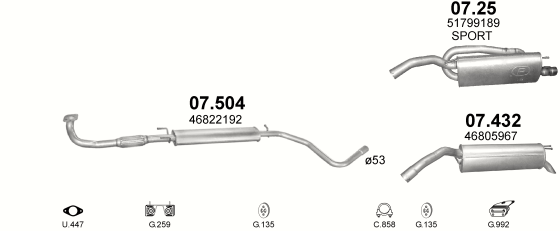 Auspuffanlage für FIAT STILO 1.6 (1.6i 16V)