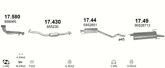 Auspuffanlage für OPEL ASTRA F 1.4 (1.4i 16V)