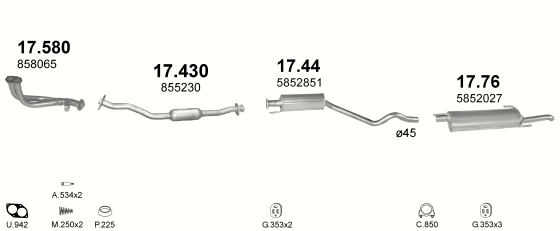 Auspuffanlage für OPEL ASTRA F 1.6 (1.6i 16V MAN)