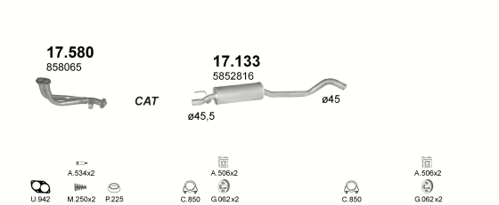 Auspuffanlage für OPEL TIGRA 1.4 (1.4i 16V AUT)