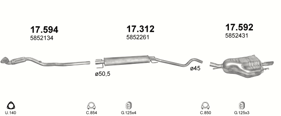 Auspuffanlage für OPEL ASTRA G 1.6 (1.6i -8V)