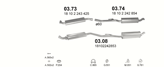 Auspuffanlage für BMW 5 E34 2.5 TD (E34 525 TDS)