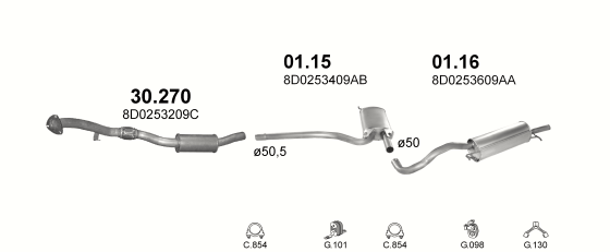 Auspuffanlage für AUDI A4 1.6 (1.6 ANA-ALZ)