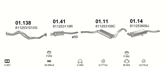 Auspuffanlage für AUDI COUPE 1.8 (1.8 SF MAN)