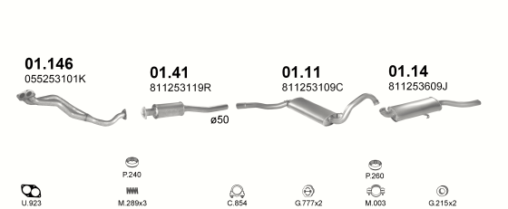 Auspuffanlage für AUDI COUPE 1.9 (1.9 WE WN MAN)