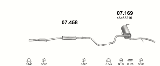 Auspuffanlage für FIAT ALBEA 1.2 (1.2i -16V)