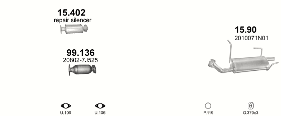 Auspuffanlage für NISSAN PRIMERA 1.6 (1.6i)