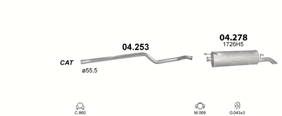 Auspuffanlage für CITROEN XANTIA 1.8 (1.8i 16V)