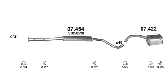 Auspuffanlage für FIAT 500 1.4 (1.4 16V)