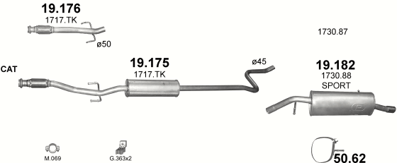 Auspuffanlage für PEUGEOT 207 1.4 (1.4i 16V)