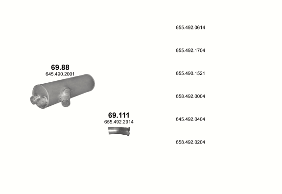 Auspuffanlage für MERCEDES 19-33 T 2435/2435 L-LS/2448/2448 L-LS/2535/2535 L/2538 L/2544 L/2550