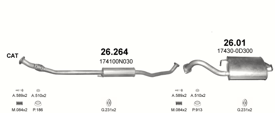 Auspuffanlage für TOYOTA COROLLA 1.4 D (1.4D-4D 8V)