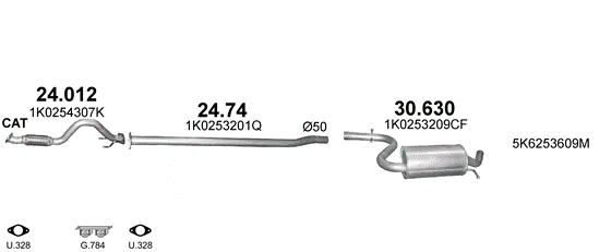 Auspuffanlage für VOLKSWAGEN GOLF VI PLUS 1.4 (1.4 TSi)