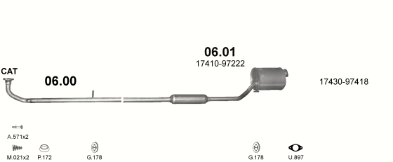 Auspuffanlage für DAIHATSU SIRION 1.0 (1.0i 12V)