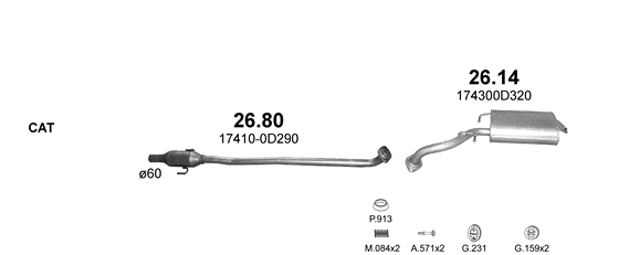 Auspuffanlage für TOYOTA COROLLA VERSO 1.6 (1.6i 16V)