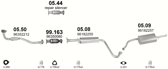 Auspuffanlage für DAEWOO LANOS 1.6 (1.6i 16V)