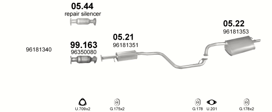 Auspuffanlage für DAEWOO LEGANZA 2.0 (2.0i 16V)