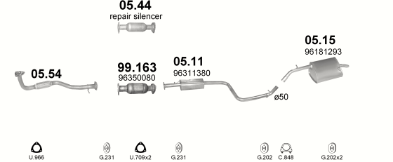 Auspuffanlage für DAEWOO NUBIRA 2.0 (2.0i 16V DOHC MAN)