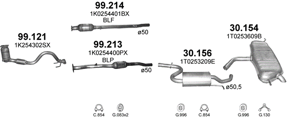 Mittelschalldämpfer Mitteltopf Auspuff VW Touran 1T1 1T2 1,6 FSI JZW253209G  - Flex-Autoteile