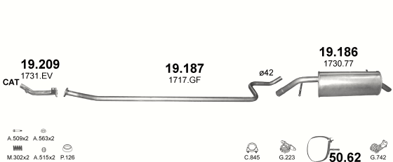 Auspuffanlage für PEUGEOT 207 1.4 (1.4i)