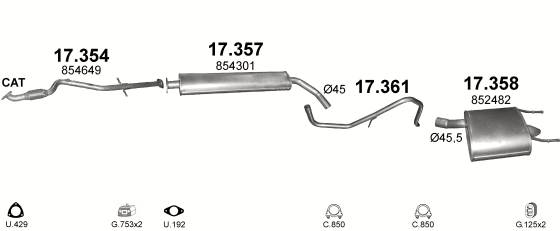 Auspuffanlage für OPEL INSIGNIA 1.6 (1.6i)