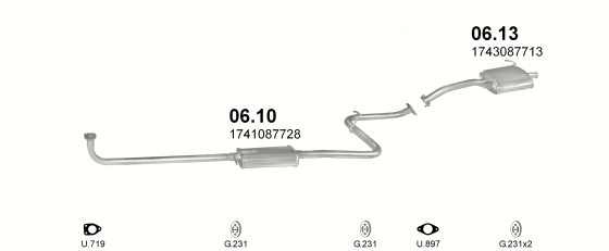 Auspuffanlage für DAIHATSU CHARADE 1.0 (CS, TS)