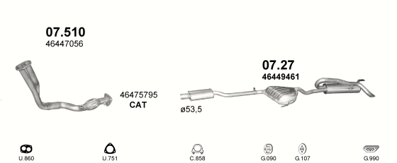 Auspuffanlage für FIAT BRAVA/BRAVO 1.6 (1.6i 16V)