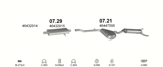 Auspuffanlage für FIAT BRAVA/BRAVO 1.9 D (S, SX)