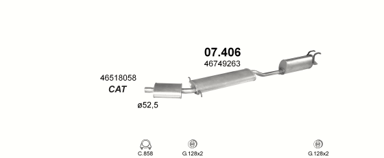 Auspuffanlage für FIAT MULTIPLA 1.6 (1.6i 16V 100)