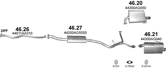 Auspuffanlage für SUBARU OUTBACK 2.0 D (2.0 Boxer Diesel)