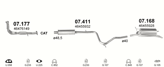 Auspuffanlage für FIAT PALIO 1.2 (1.2 8V 75 WEEKEND)