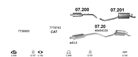 Auspuffanlage für FIAT PUNTO 1.1 (55 MAN.)