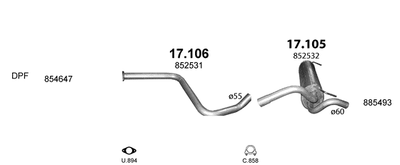 Auspuffanlage für OPEL ASTRA J 1.6 D (1.6 CDTi Turbo Diesel)