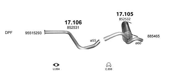Auspuffanlage für OPEL ASTRA J 2.0 D (2.0 CDTi Turbo Diesel)