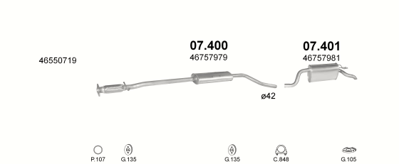 Auspuffanlage für FIAT PUNTO II 1.2 (1.2i 16V MAN)