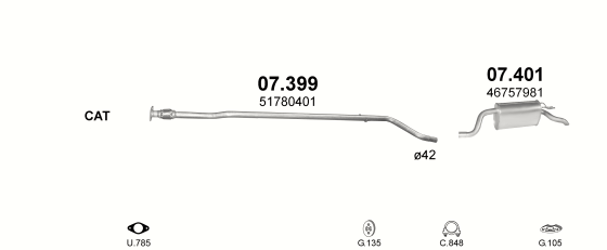 Auspuffanlage für FIAT PUNTO II 1.2 (1.2i 16V)