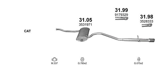 Auspuffanlage für VOLVO V70 2.4 (2.4i)