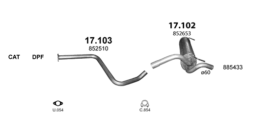 Auspuffanlage für OPEL ASTRA J 1.7 D (1.7 CDTi Turbo Diesel)