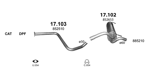 Auspuffanlage für OPEL ASTRA J 1.7 D (1.7 CDTi Turbo Diesel)