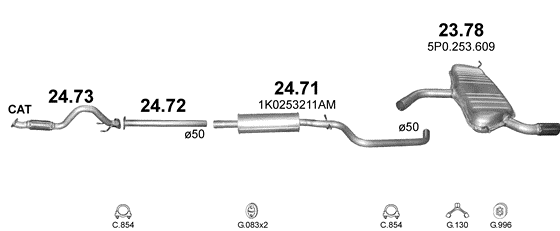 Auspuffanlage für SEAT LEON 1.2 (1.2 TSi)