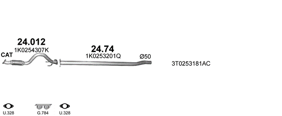 Auspuffanlage für SKODA SUPERB 1.4 (1.4 TSi)