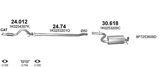 Auspuffanlage für AUDI A3 1.4 (1.4 TFSi)